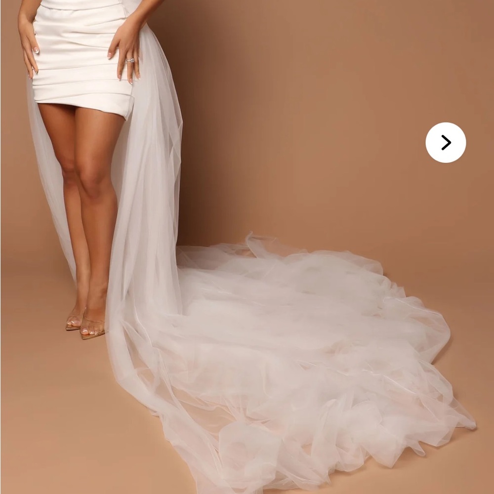 Fashion Nova LUXE White Dress with Train